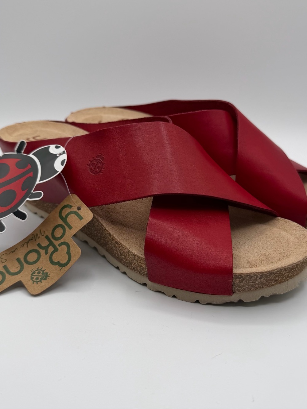 Yokono Women's Red Crisscross Leather Sandals